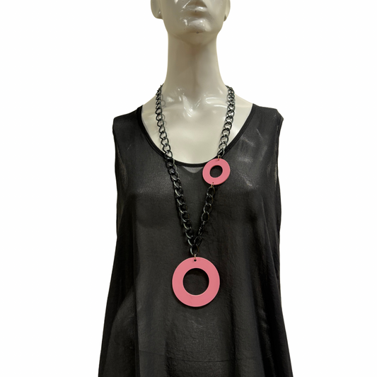 Z45 DOUBLE PINK CIRCLE NECKLACE