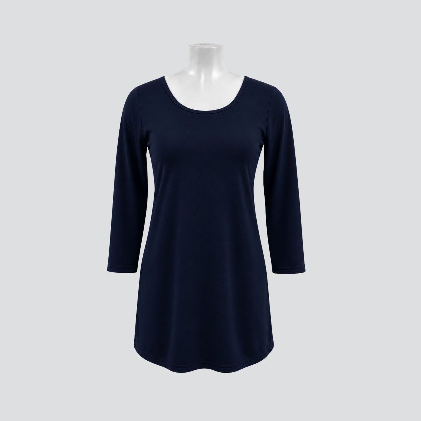 Black Ana Top, long line slim fit layering top, NZ designed foundation piece for plus size women