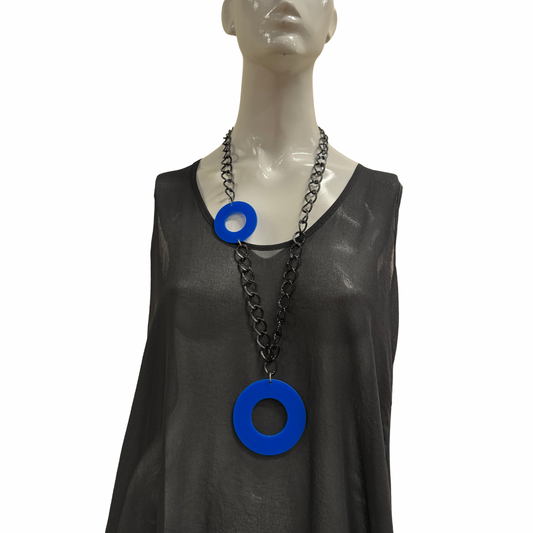 Z45 BLUE DOUBLE CIRCLE NECKLACE