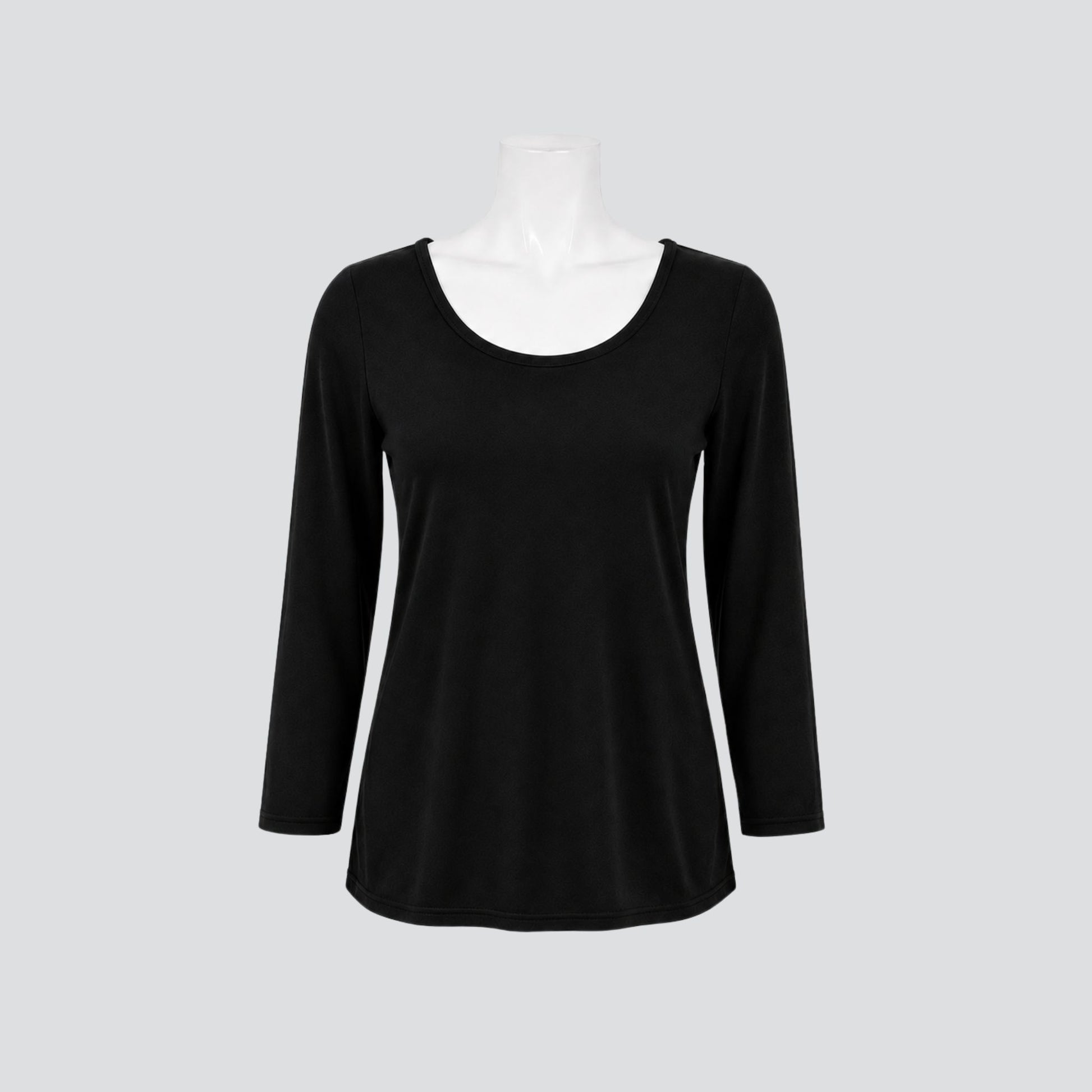 Black Base Top, long sleeve viscose spandex layering top, Key Black Concept Collection