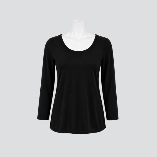 Black Base Top, long sleeve viscose spandex layering top, Key Black Concept Collection