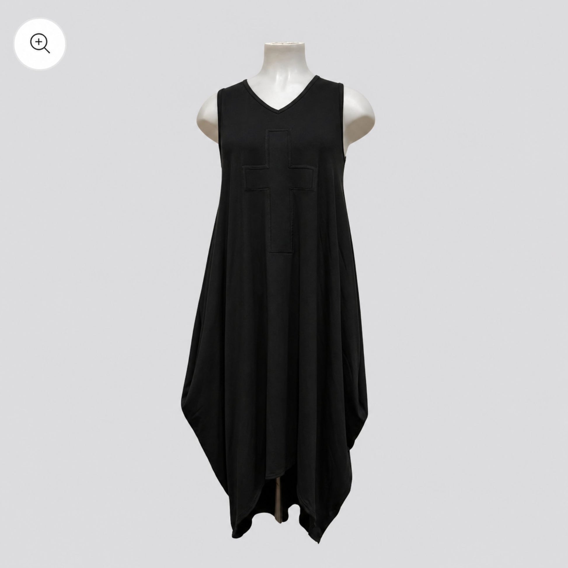 Black Yarlee Dress, draped viscose spandex dress with self cross detail, designed by Valpy NZ