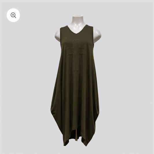 Designed by Valpy New Zealand. Khaki dress for plus size women. 