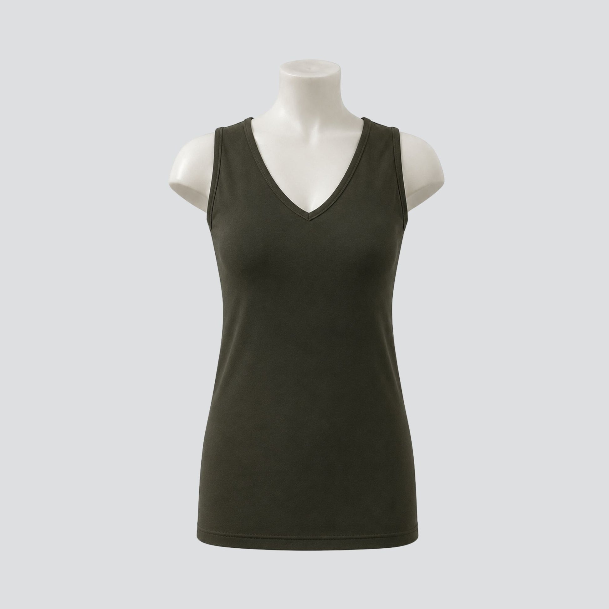 Caper Base Cami reversible round neck styling, viscose spandex cami by Key Black