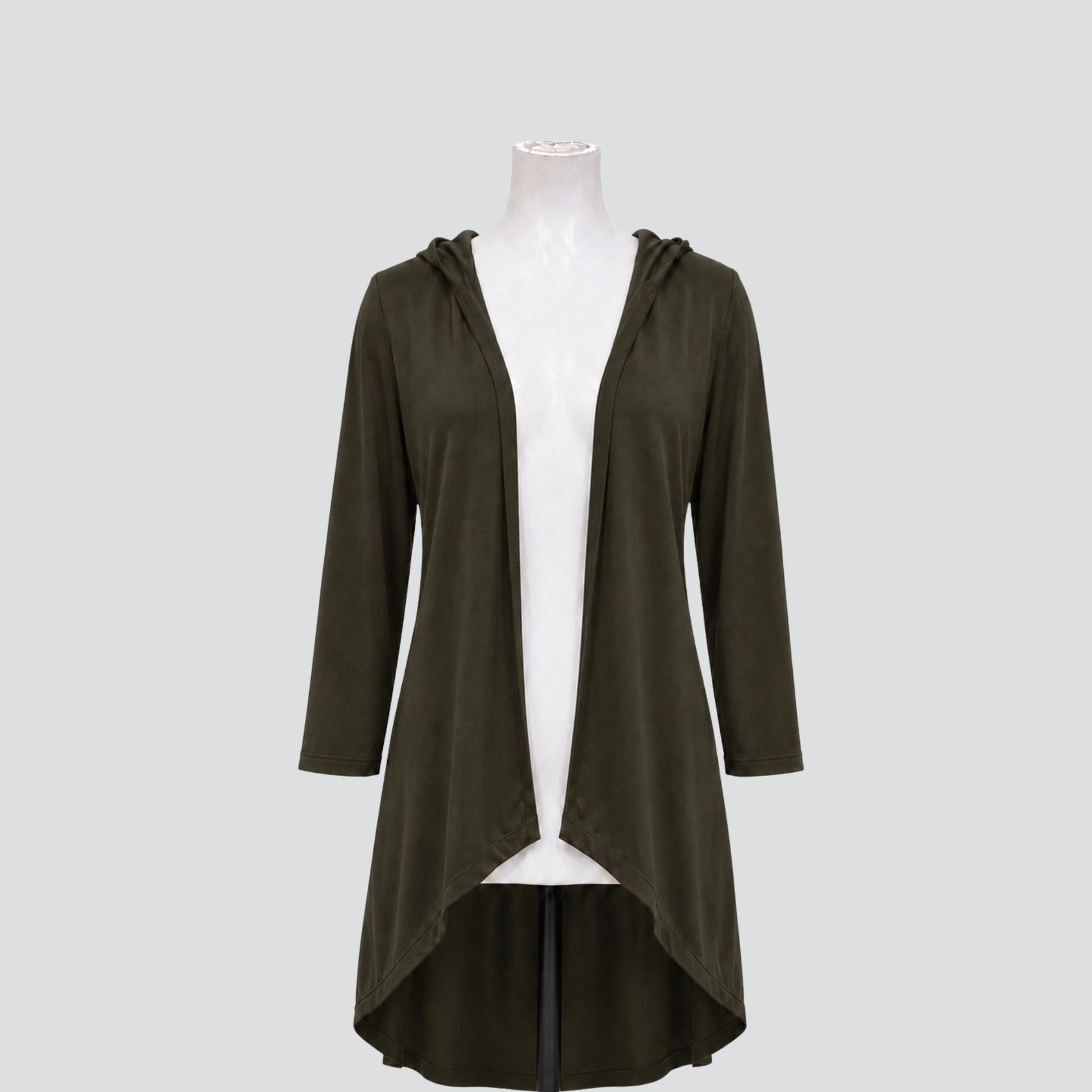 Caper Hooded Cardi, long sleeve viscose spandex hooded cardigan, Key Black Concept Collection